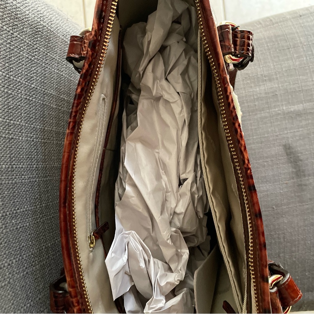 Brahmin brown and creme tote bag